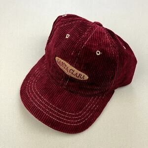 Vintage Santa Clara University Hat Cap Snapback Red Corduroy SCU Broncos USA 90s
